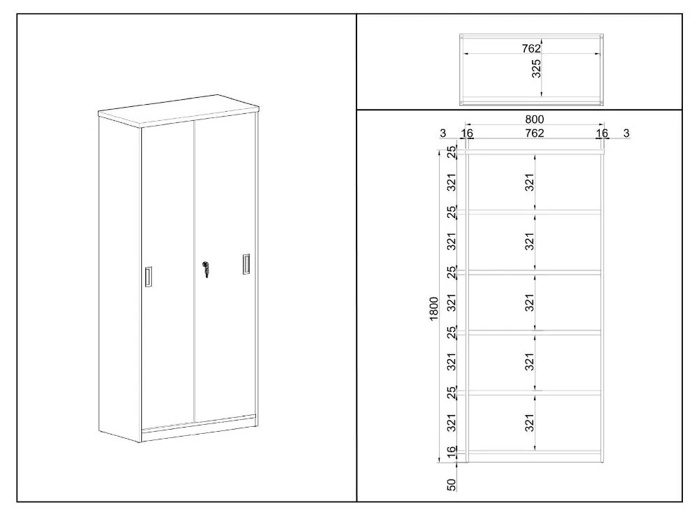 Dulap înalt SimpleOffice 80 x 40 x 180 cm, mesteacăn