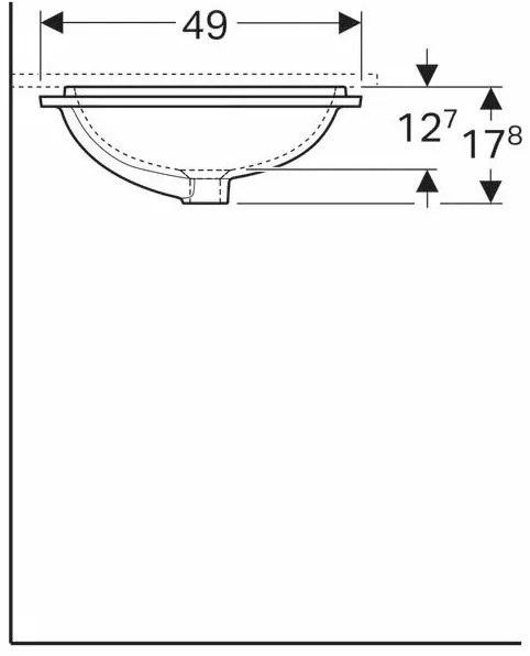 Lavoar sub blat Geberit Variform 58 cm fara orificiu baterie cu orificiu preaplin