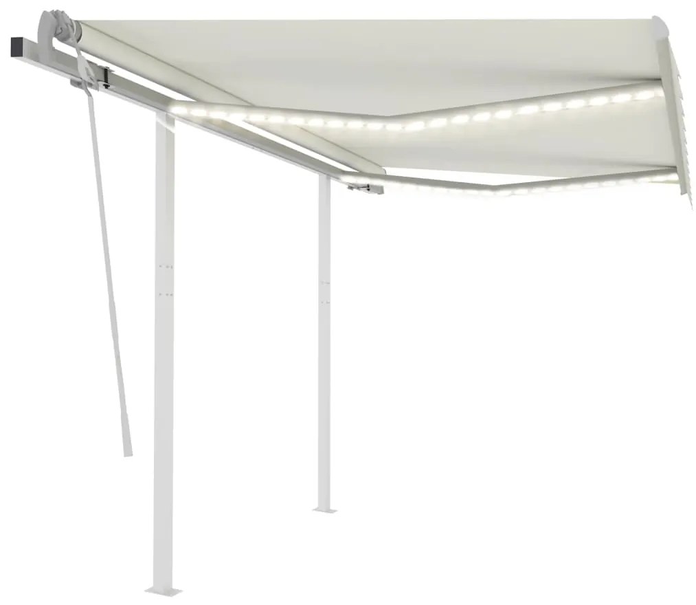 vidaXL Copertină retractabilă manual cu LED, crem, 3x2,5 m