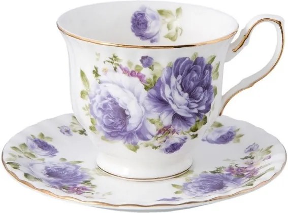 Ceasca cu farfurioara portelan Flowers Ø 13 cm  - 12 cm x 9 cm x 5 cm 0.15L