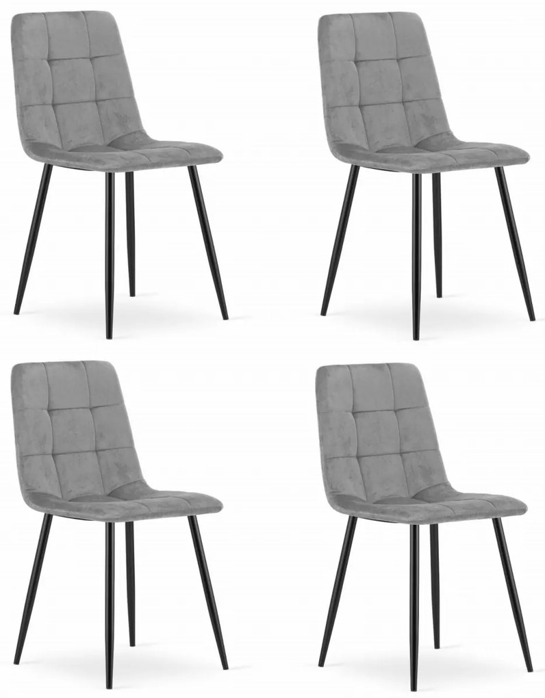 Scaun catifea gri deschis KARA cu picioare negre