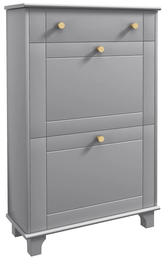 HOMCOM Mobilier Pantofar Ingust cu 2 Usi Basculante si 1 Sertar pentru 8 Perechi de Pantofi 60x23,5x98,5 cm Gri | Aosom Romania