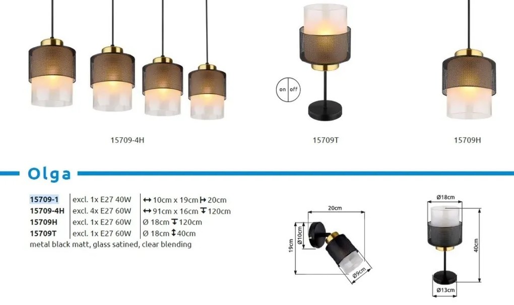 Veioza/Lampa de masa OLGA negru/satin