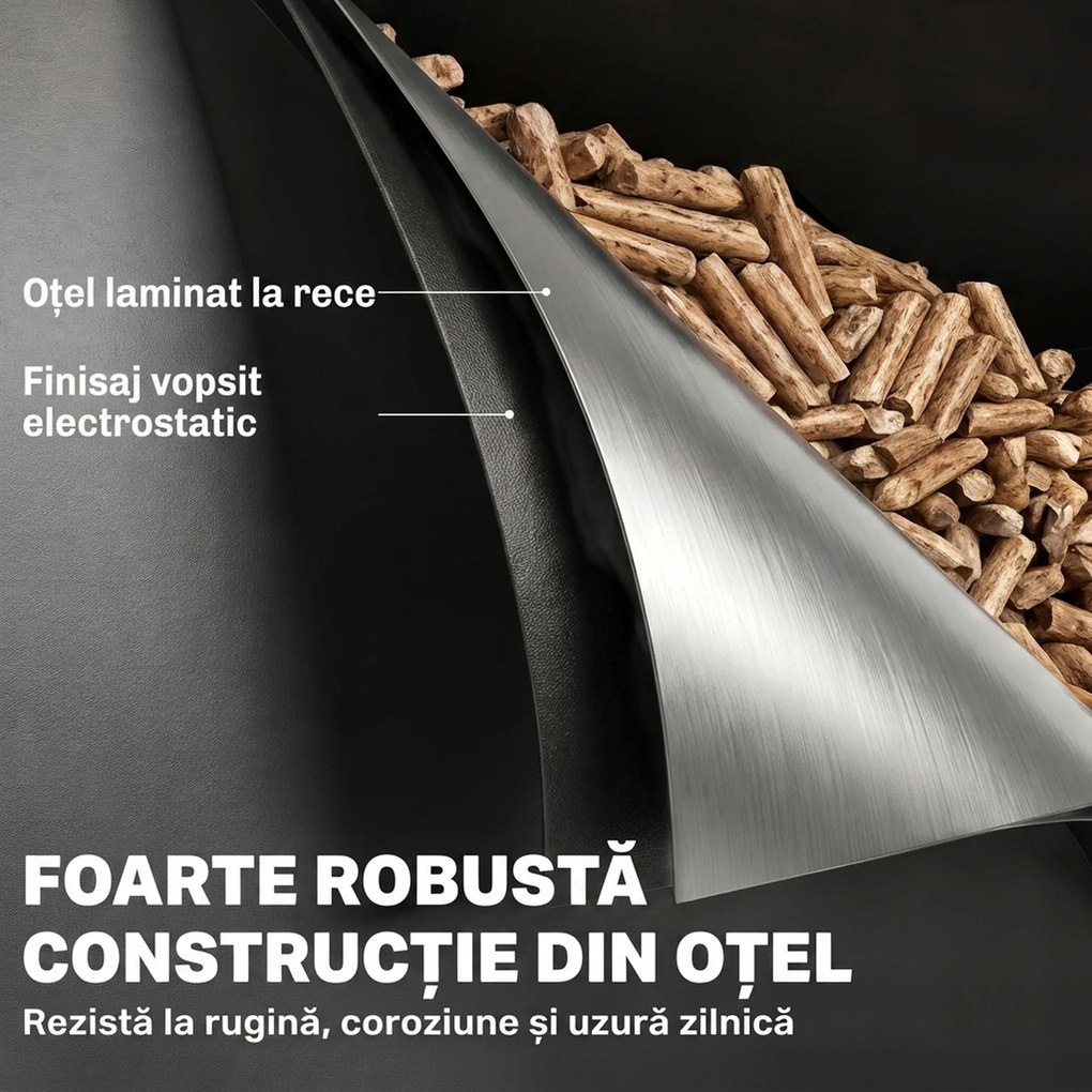Outsunny Recipient pentru Peleți 30 Kg cu Roți și Sită, Negru | Aosom Romania