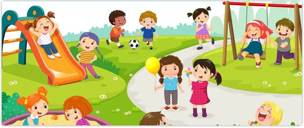 Tablou cu bucuriile copiilor în nisip (120x50 cm)