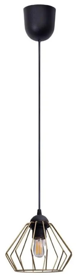 Lustră pe cablu CEED GOLD 1xE27/60W/230V d. 17,5 cm negru/auriu
