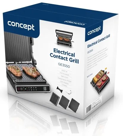 Concept ge3550 - Grătar contact cu sondă de temperatură 2000W/230V negru