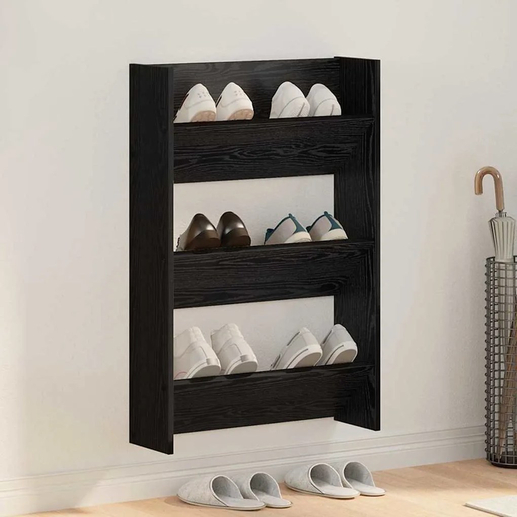 vidaXL Dulapuri pentru pantofi de perete Stejar negru 60 x 18 x 60 cm