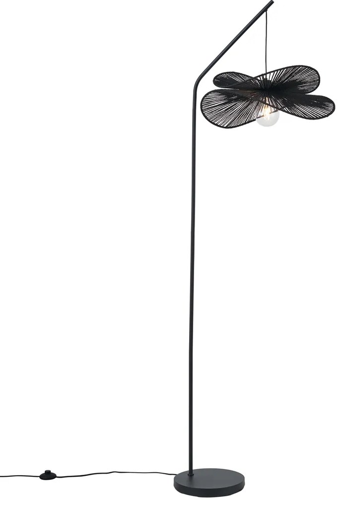 Lampă de podea Art Deco neagră cu abajur negru - Nest