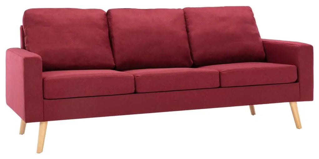 3056651 vidaXL Set de canapele, 3 piese, roșu vin, material textil