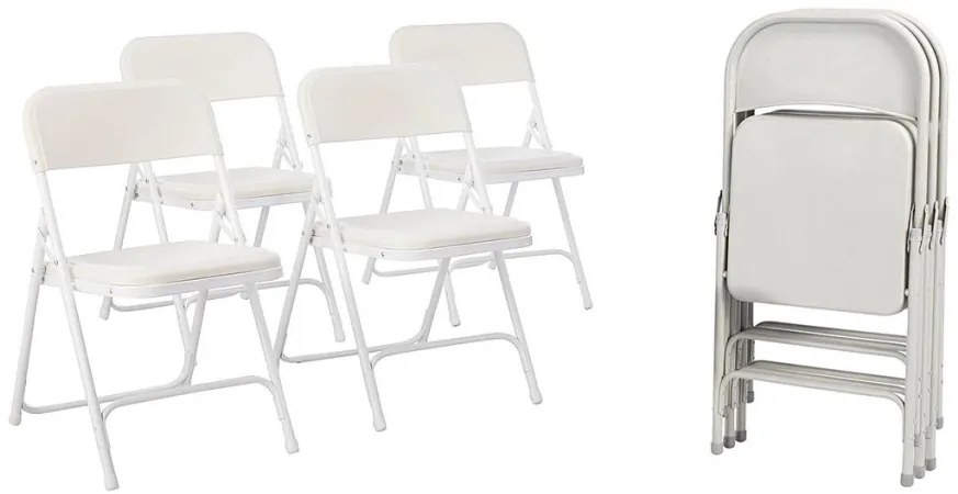 4 buc scaune pliabile si captusite in culoarea alba