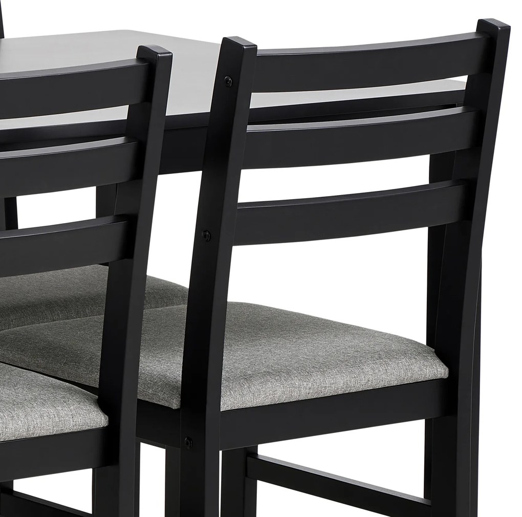 MAZZONI EXPORT Set TORINO masă + 4 scaune Negru/Gri deschis (material Sawana 21) - SET DE LEMN PENTRU BUCĂTĂRIE/SUFRAGERIE