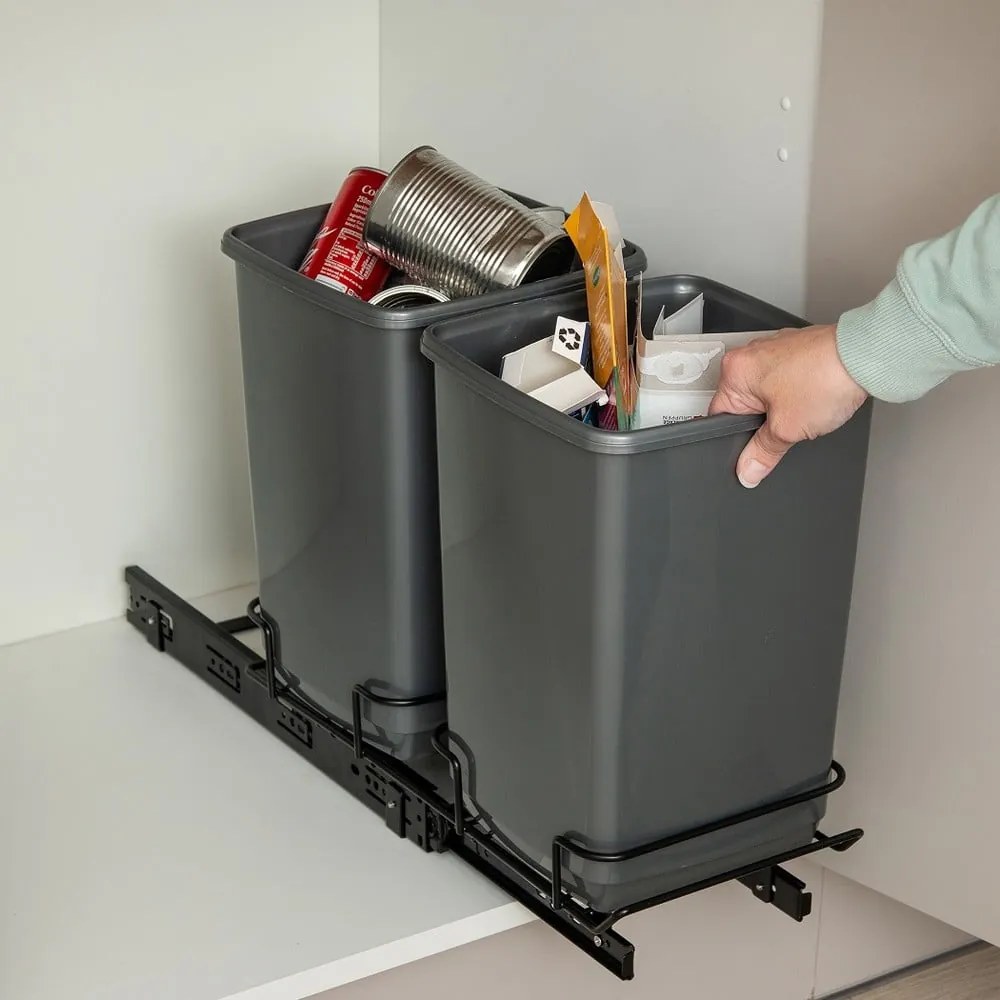 Coșuri de gunoi din plastic cu 2 recipiente de 20 l - Addis