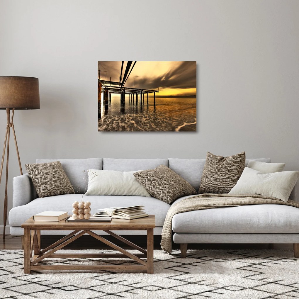 Tablou pe sticlă - Arhitectura la mal (70x50 cm)