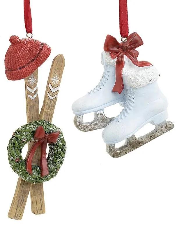 Set 4 ornamente brad Ski-Ice Skate 9 cm