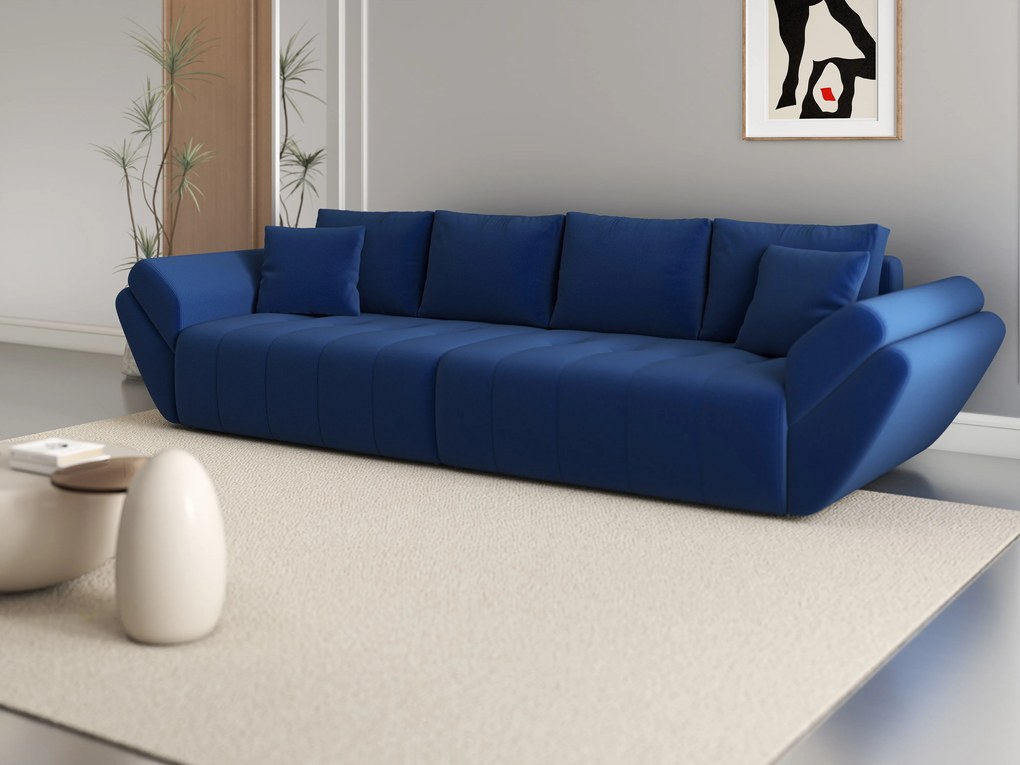 Canapea extensibilă dumonde cu ladă de depozitare si sezut confortabil din spuma high-density, Berlin Royal Blue 300x100 cm