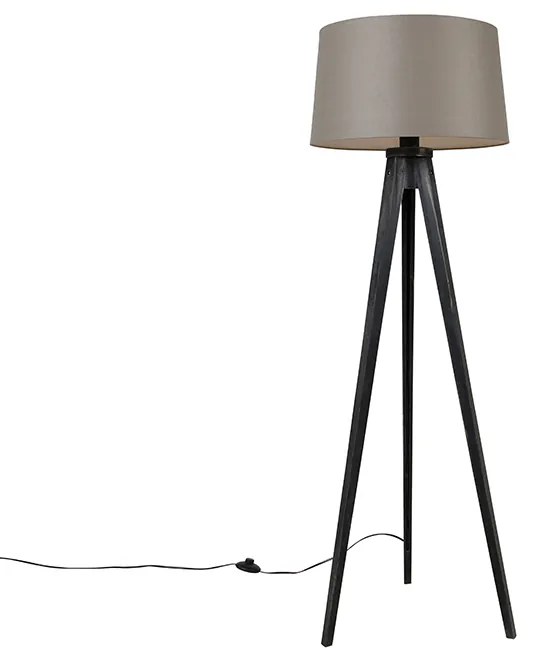 Tripod negru cu abajur din in culoarea taupe 45 cm - Tripod Classic