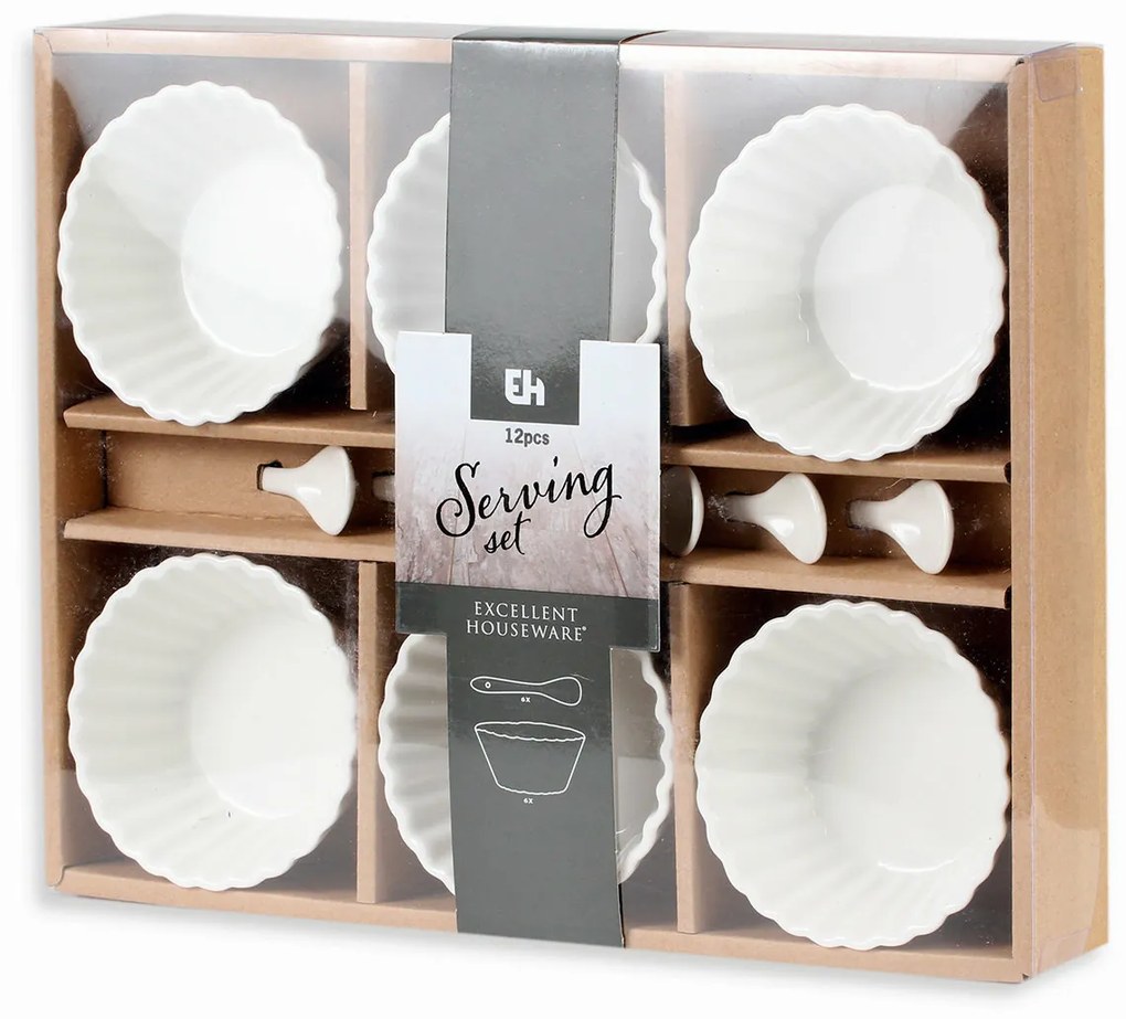 Set de boluri de servit cu lingurițe EH Vlnovkarotunde, 12 buc.