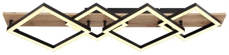 Plafoniera LED design industrial Beatrix negru, maro 82x31cm