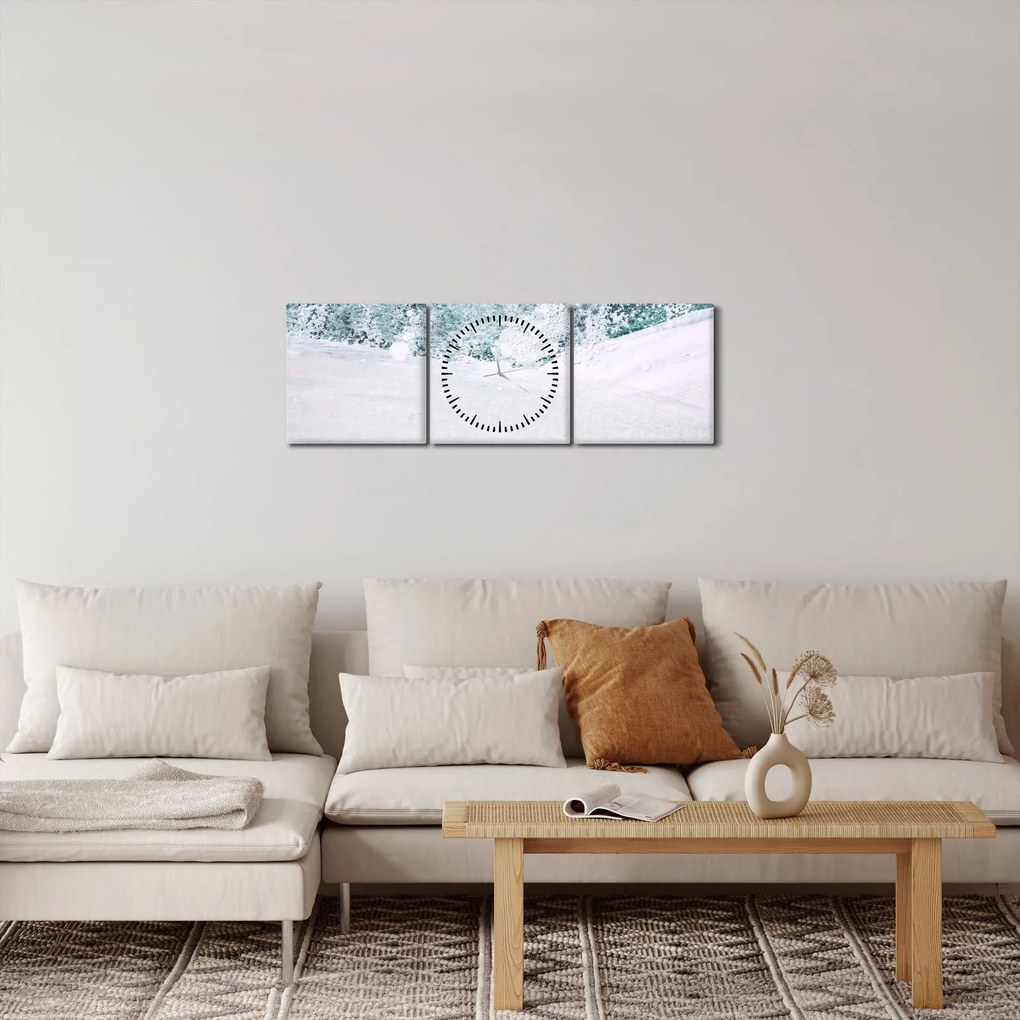 Tablou - Turcoaz abstractizare (cu ceas) (90x30 cm)