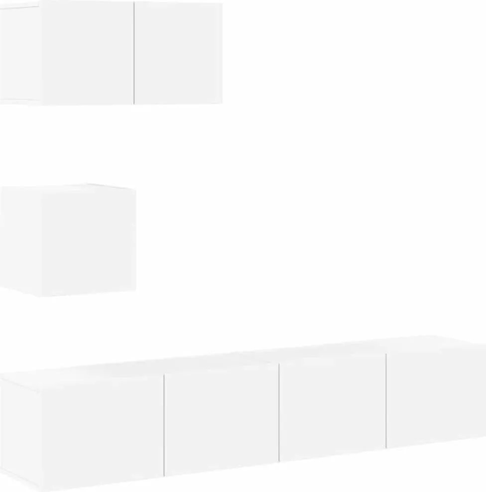 vidaXL Set dulap TV, 4 piese, alb, lemn prelucrat