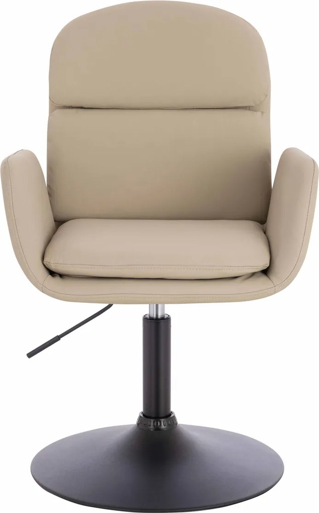 HR480N Scaun Crem Piele Ecologica Premium Soft cu Bază Neagră