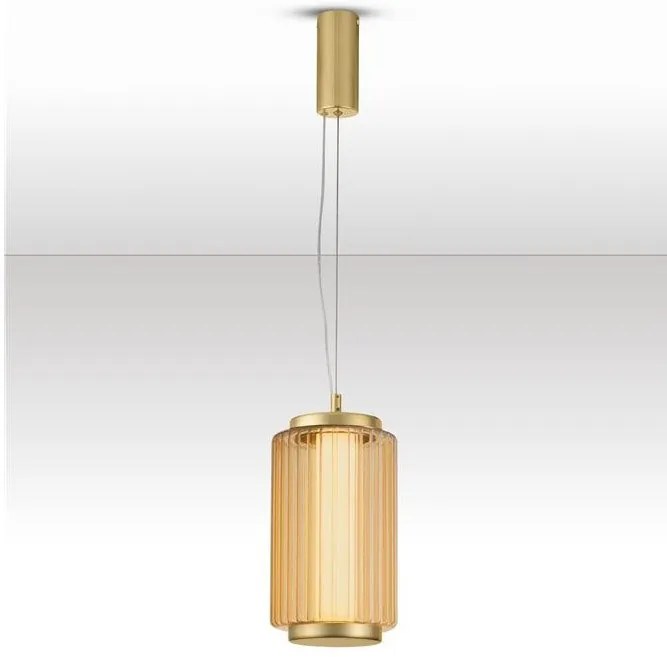 Pendul LED modern, Metal, Sticla, Chihlimbar, VESPER