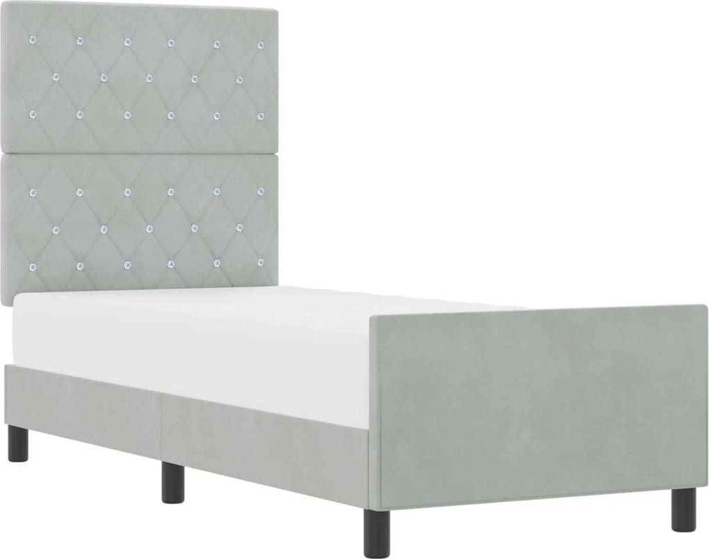 vidaXL Pat cu arcuri cu headboard Gri deschis 80 x 200 cm Catifea