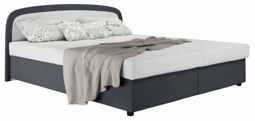 Pat tapițat MALIA 160x200, gri, cu saltea cu arcuri și spațiu de depozitare