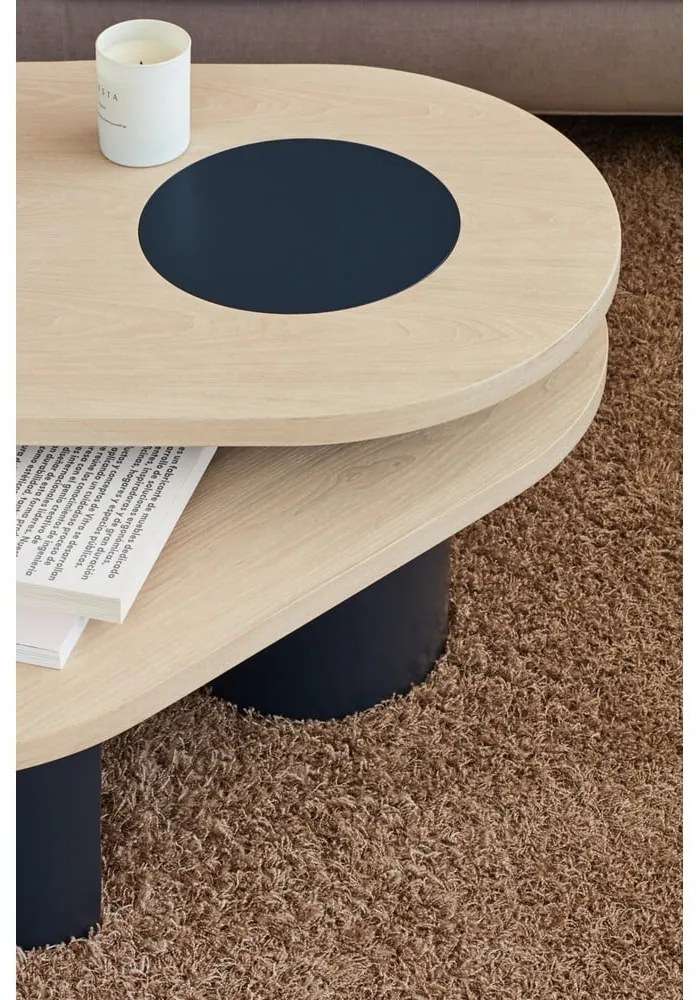 Măsuță de cafea albastră/în culoare naturală cu aspect de lemn de frasin 50x120 cm Nori – Teulat