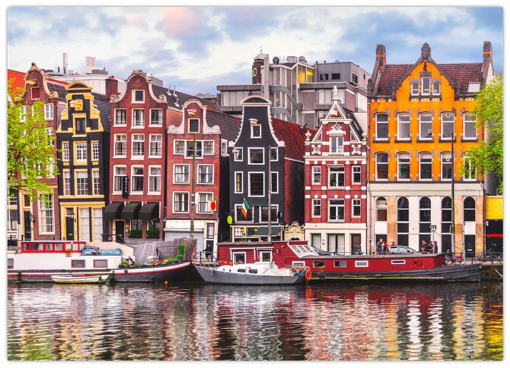 Tablou pe sticlă - Amsterdam, case de dans (70x50 cm)