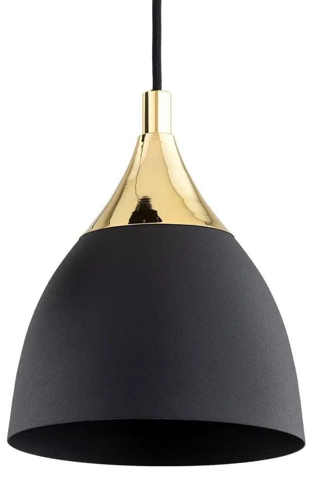 Lustra cu 3 pendule design modern Murano negru, alama 30cm