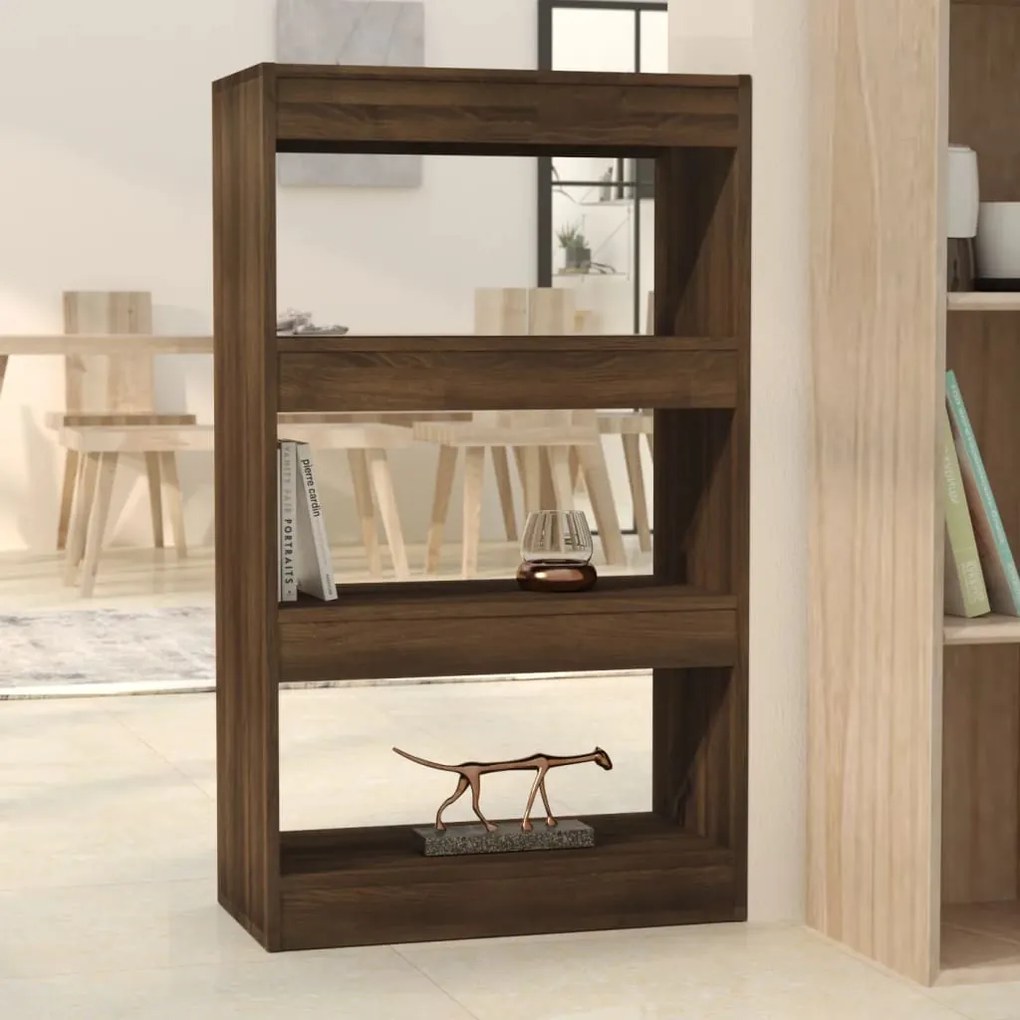 813604 vidaXL 813604 Book Cabinet/Room Divider Brown Oak 60x30x103 cm Chipboard