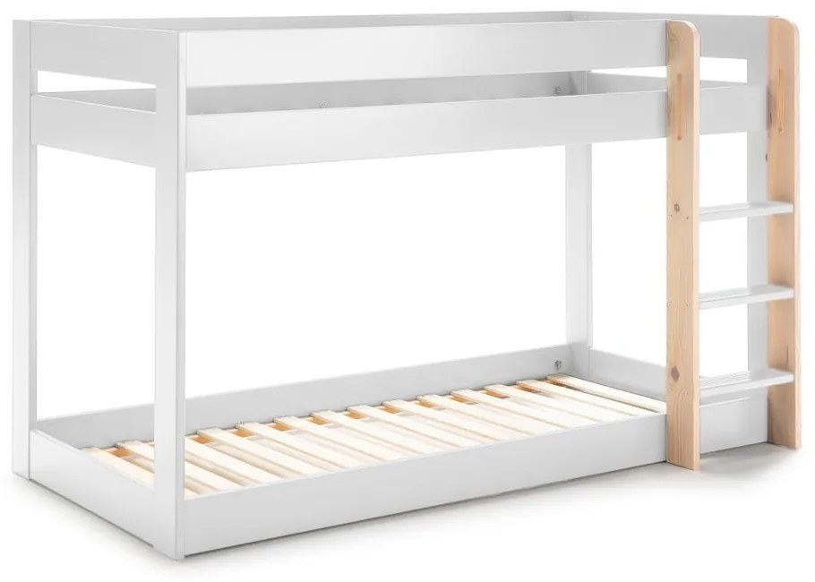 Pat pentru copii alb supraetajat 90x190 cm Angel – Marckeric