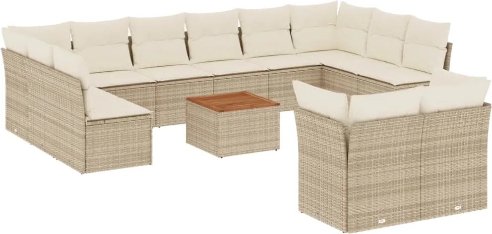 vidaXL Set canapele de grădină, 13 piese, cu perne, bej, poliratan