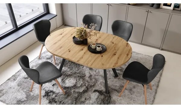 Masă de dining ARTUR, stejar artisan/negru