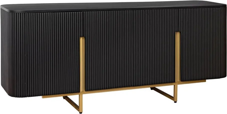 Comoda lemn de mango fronturi canelate GATSBY 160cm negru