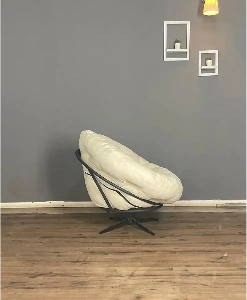 Fotoliu rotativ 360 grade,tapitat cu stofa si picioare metalice,rotund,homs,seria B-120,20027