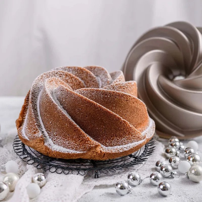 Forma pentru copt chec Dr.Oetker Twist Baking Mould 2552, 22 cm, Rotunda, Aluminiu turnat, Argintiu