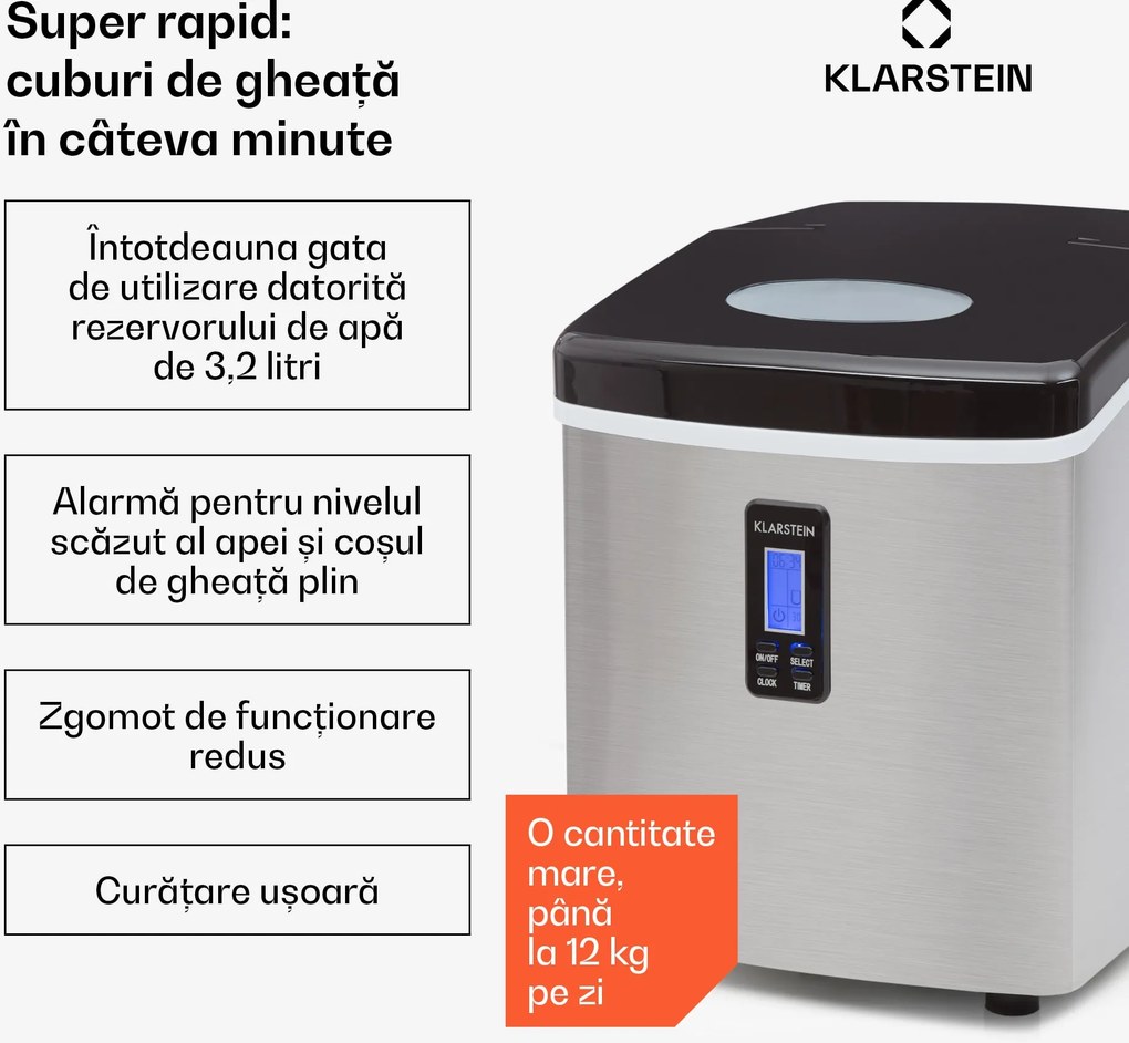 Klarstein Mr. Black-Frost mașină de gheață 150W neagră