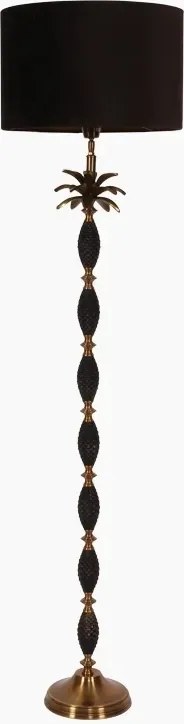 Bază pentru lampadar din aluminiu, auriu și negru, cu trunchi de palmier și coroană de frunze, finisaj antichizat, 128 x 20 cm, „Palmeraie”