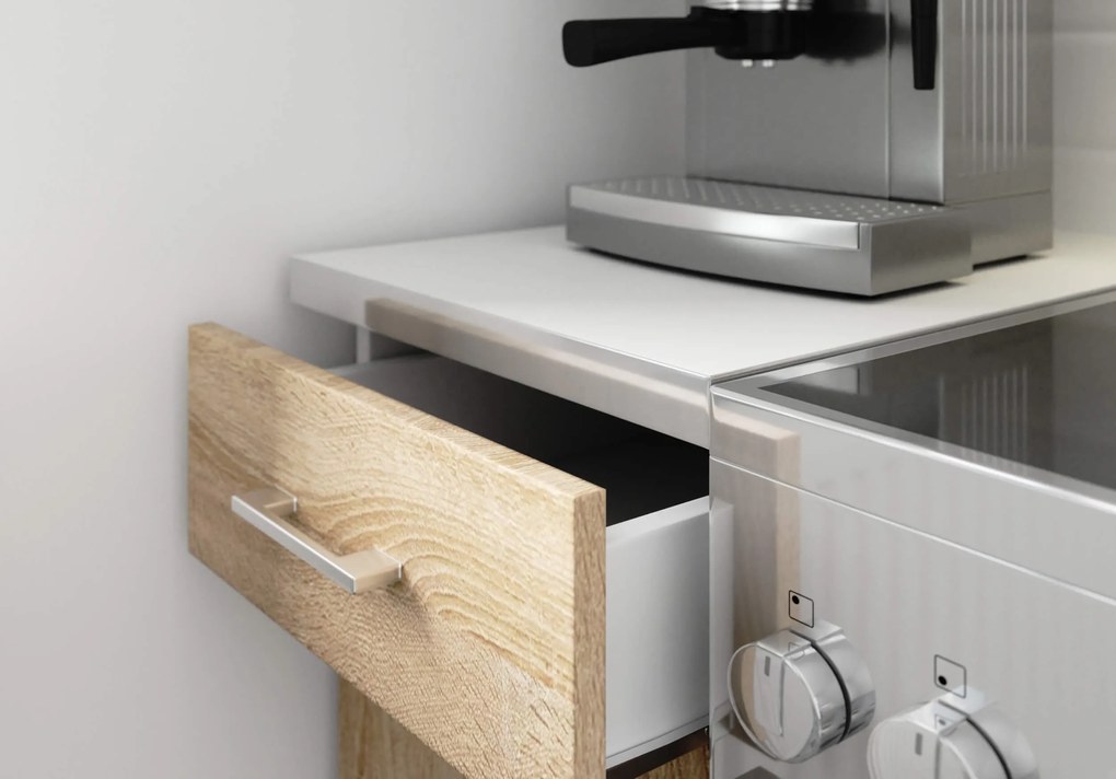 Set mobilier bucătărie 240 cm Lula TYP2 (Alb + Stejar sonoma). 1068637