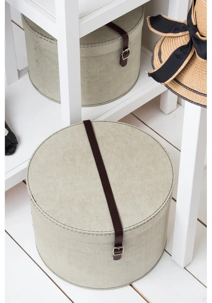 Cutii de depozitare bej 2 buc. din carton cu capac ø 37,5x25 cm Rut Canvas Paper Laminate – Bigso