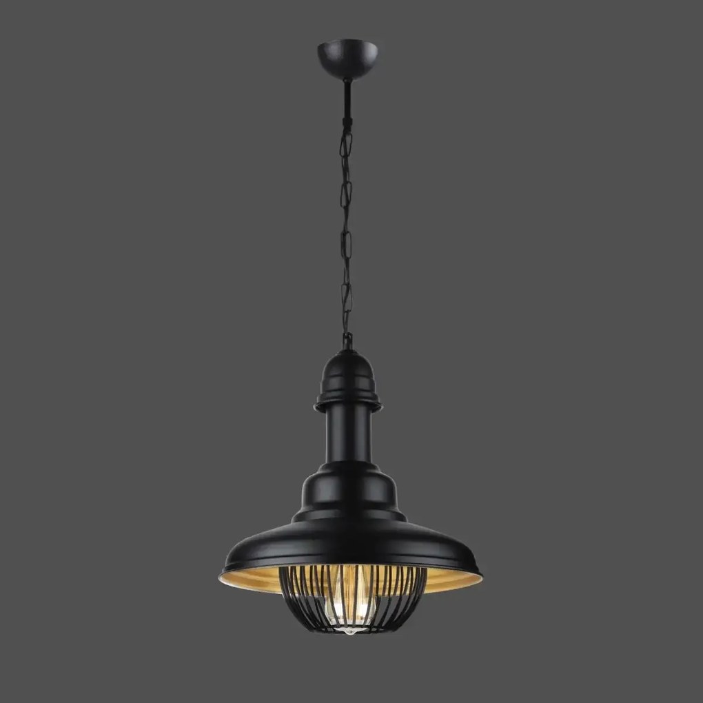 Lustra din metal negru auriu cu inaltime reglabila