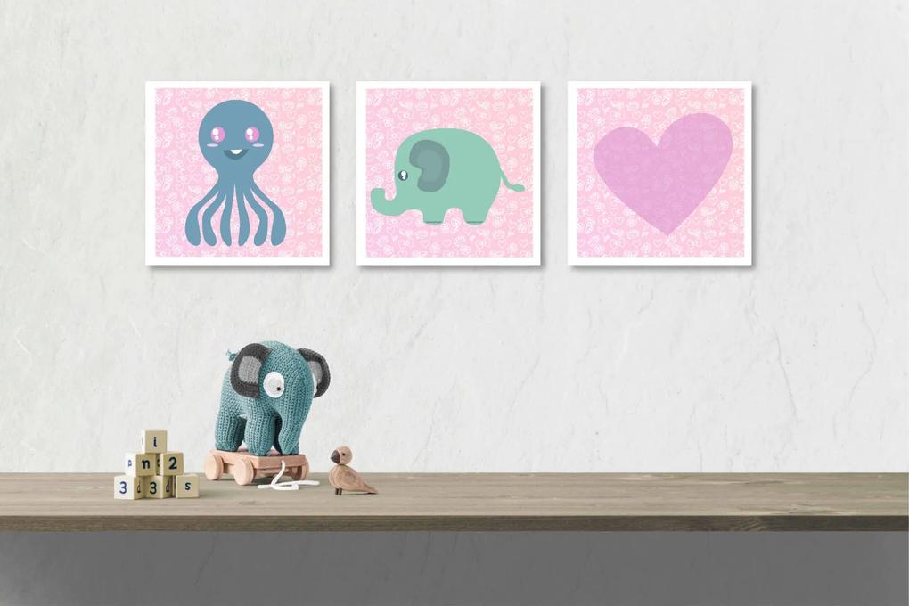Tablou canvas 3 piese - Animale dragalase pentru fetite