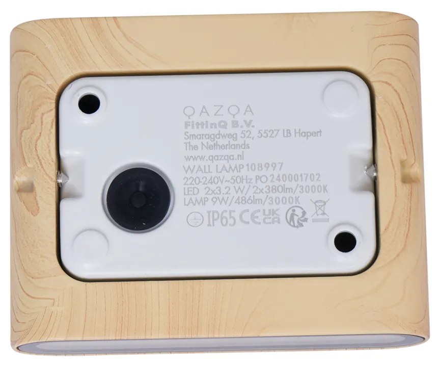 Lampă de perete de exterior scandinavă, aspect lemn, 11,5 cm, cu LED integrat, IP65 - Batt
