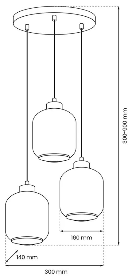 Suspensie Sombra Milagro E27, Negru, MLP8375, Polonia