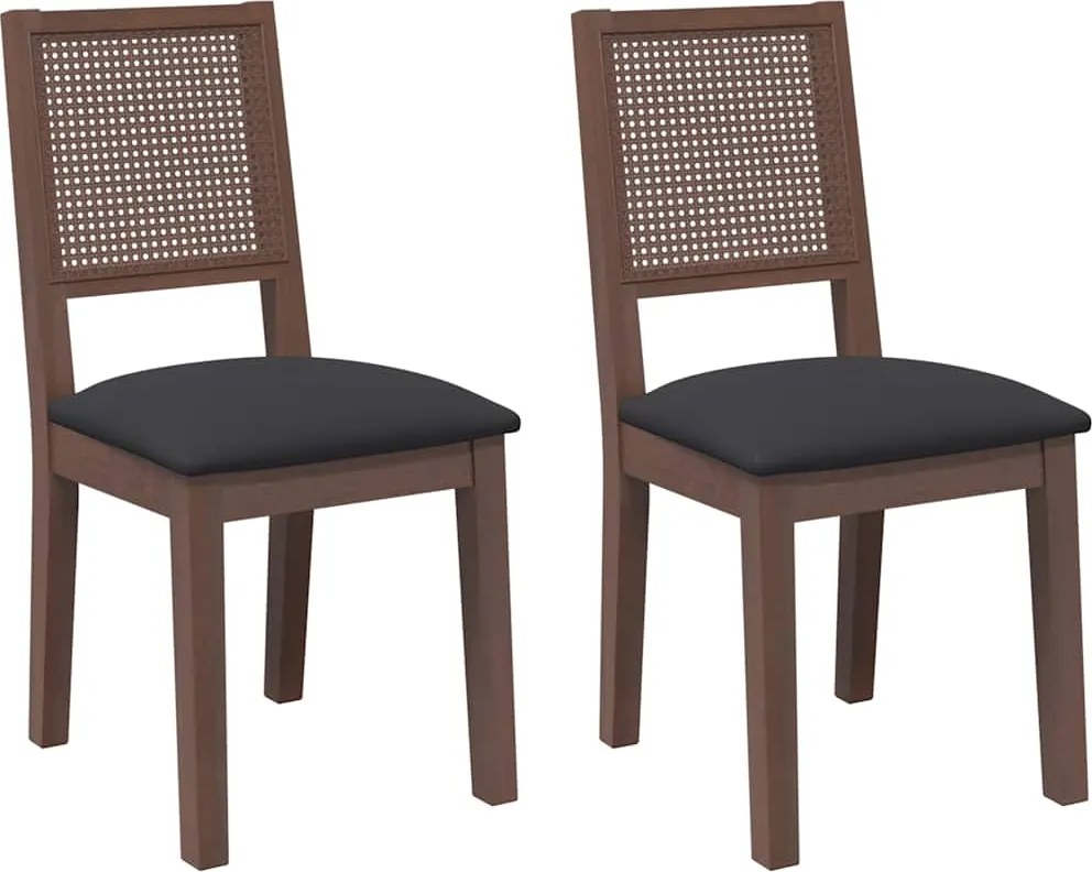 vidaXL Scaune sufragerie cu perne 2 buc. cauciuc din lemn masiv maro