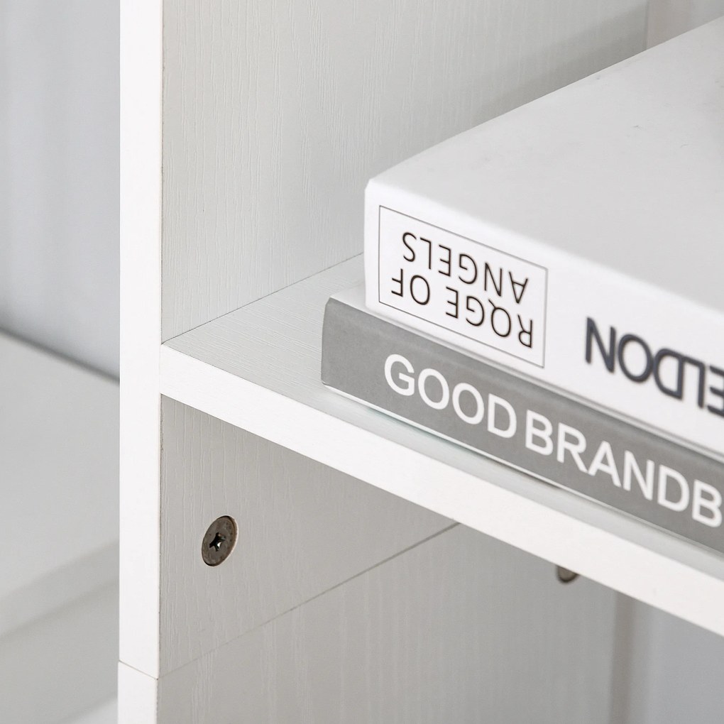 HOMCOM Bibliotecă, etajeră de depozitare cu 6 nivele, design neregulat, pentru sufragerie, dormitor, birou, 60x21x162,5cm, alb | Aosom Romania