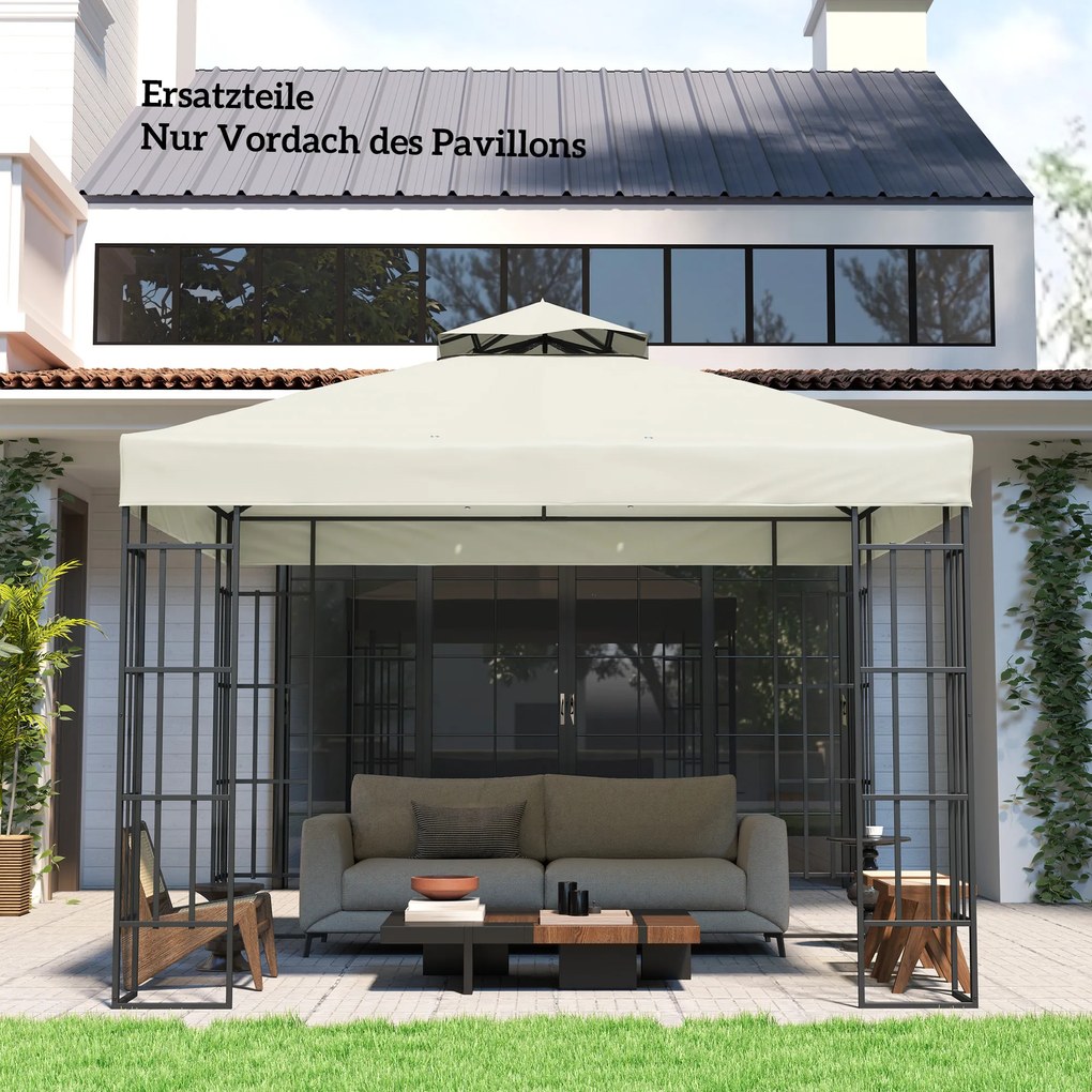 Outsunny 3 x 3 m Ersatzdach pentru pavilion, panza de inlocuire a pavilionului cu gauri de scurgere a apei, UPF30+, Protectie solara, Gri deschis | Aosom Romania
